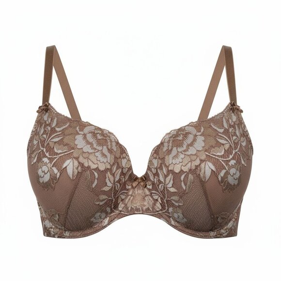 Adore Me Underwire Padded Lined Pushup Bra Beige Floral Lace Size 38DD - Picture 1 of 10